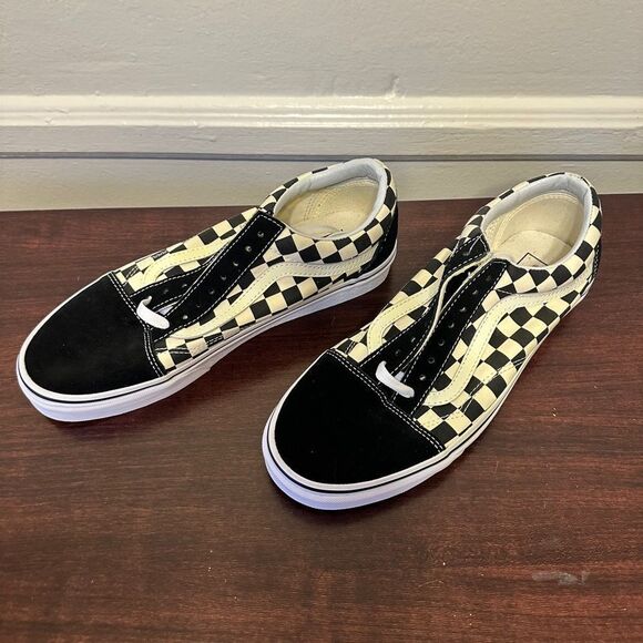 Vans Men's Black and Cream Old Skool Checkerboard Shoe size 9, new - Picture 4 of 9